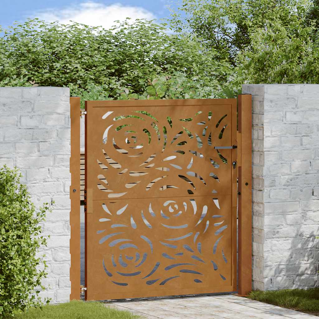 Poort met vlamontwerp 100x100 cm weervast staal is nu te koop bij PeponiXL, paradijselijk wonen!