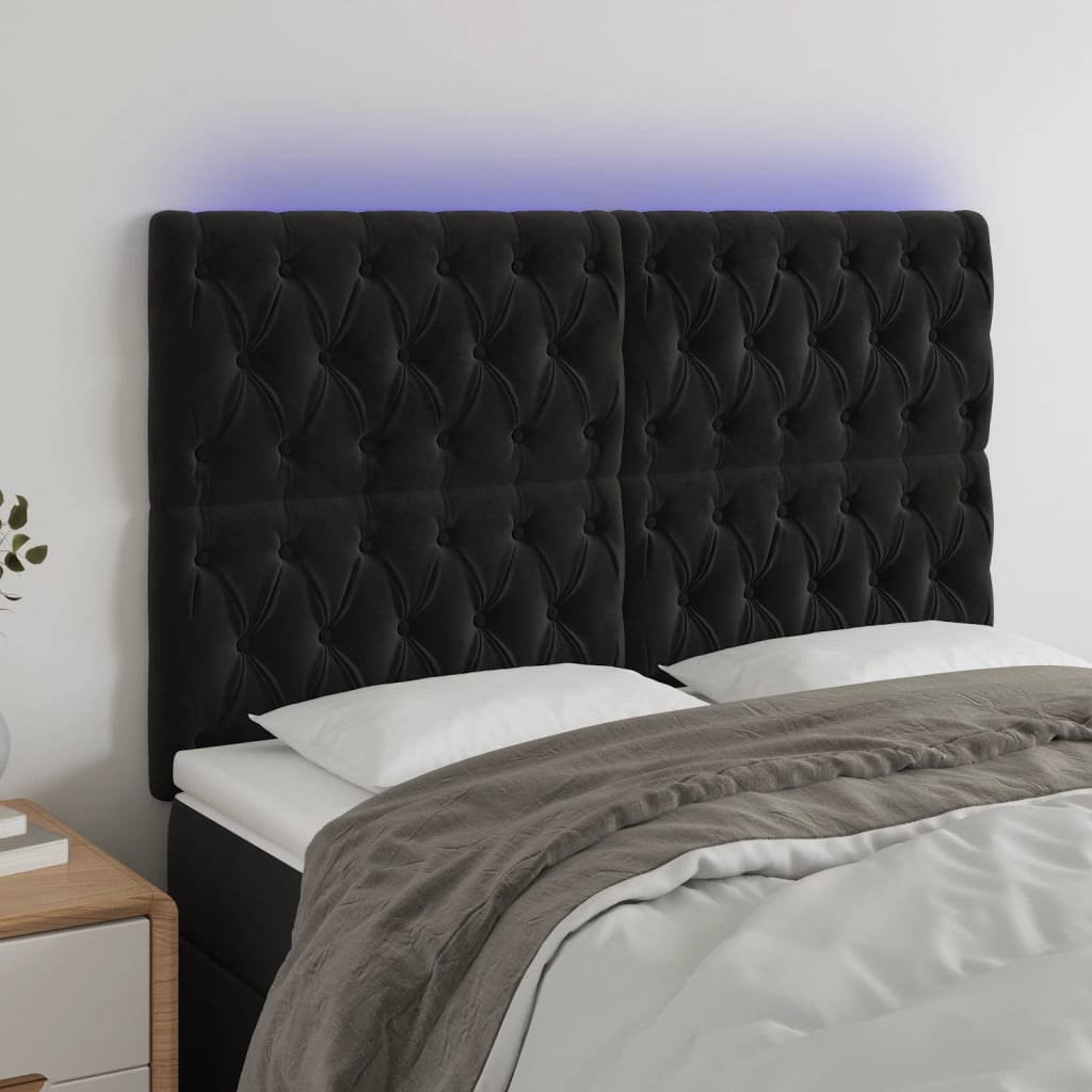 Hoofdbord LED 144x7x118/128 cm fluweel zwart is nu te koop bij PeponiXL, paradijselijk wonen!