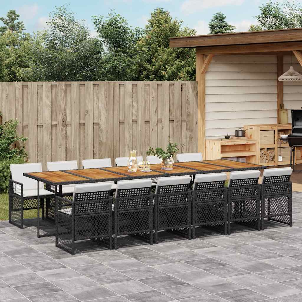 13-delige Tuinset met kussens poly rattan zwart is nu te koop bij PeponiXL, paradijselijk wonen!