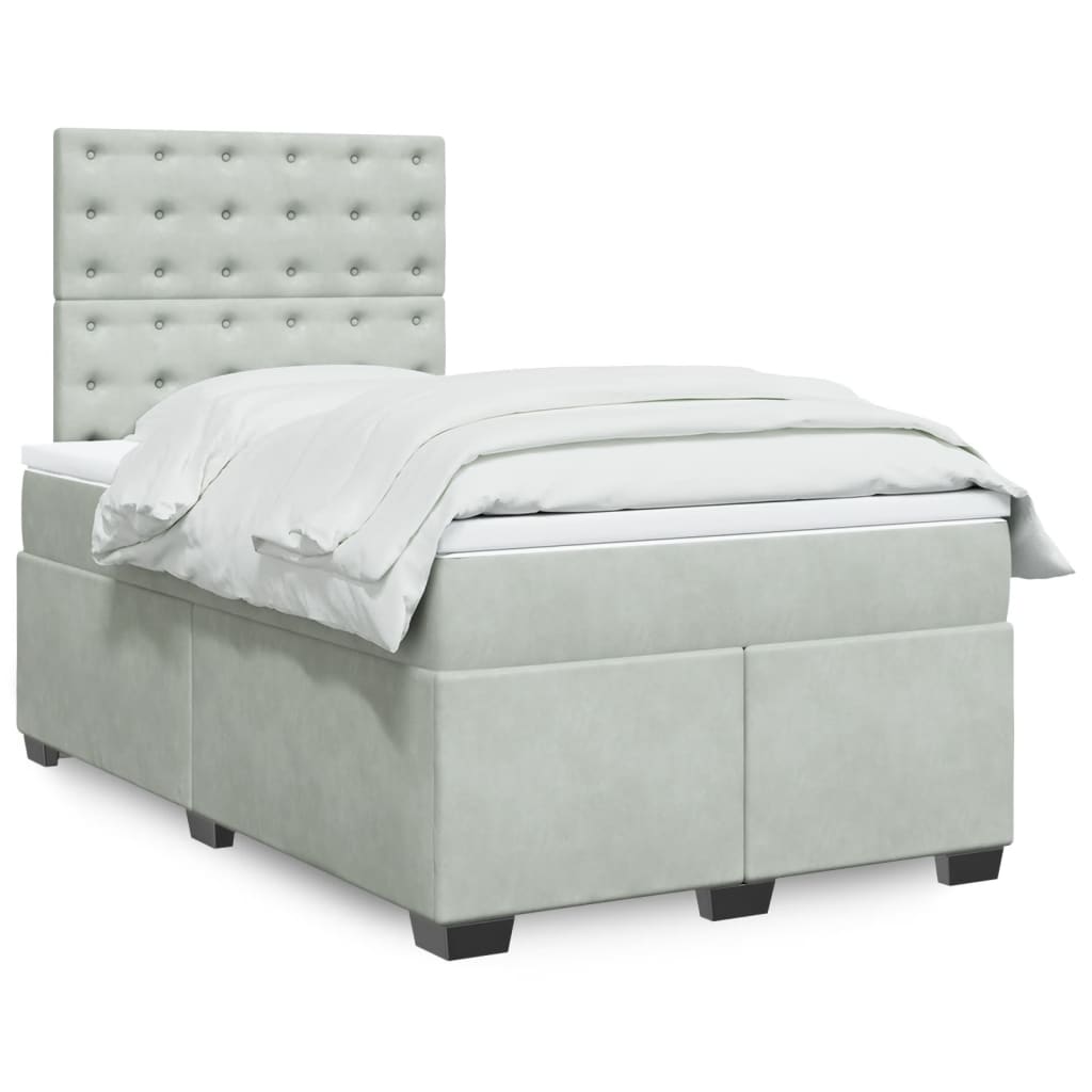 Boxspring met matras fluweel lichtgrijs 120x200 cm is nu te koop bij PeponiXL, paradijselijk wonen!