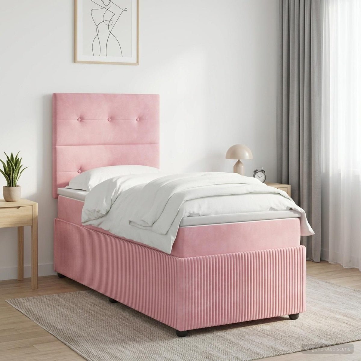 Boxspringbed met matras met hoofdeinde Roze 80 x 200 cm Fluweel is nu te koop bij PeponiXL, paradijselijk wonen!