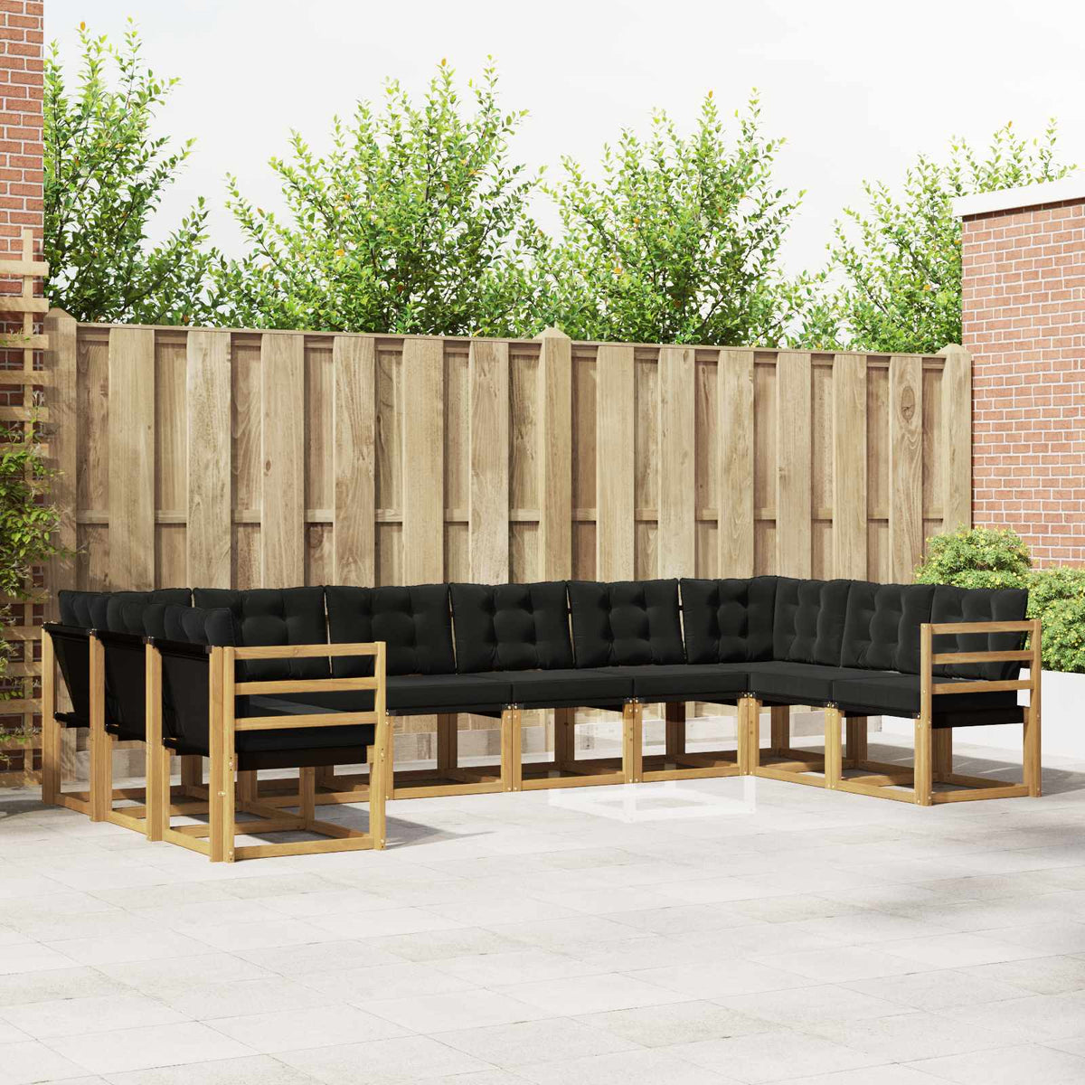 Buiten bankenset met kussen 10 pcs Wit en zwart is nu te koop bij PeponiXL, paradijselijk wonen!