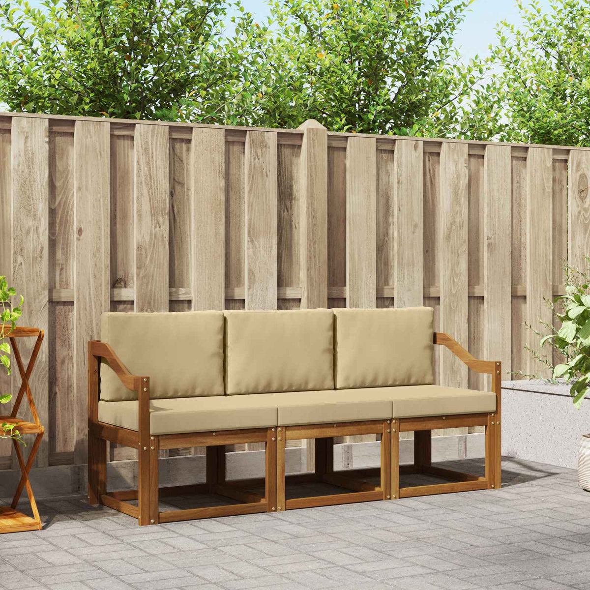 Buiten bankenset met kussen 3 pcs Natuurlijk en Beige is nu te koop bij PeponiXL, paradijselijk wonen!