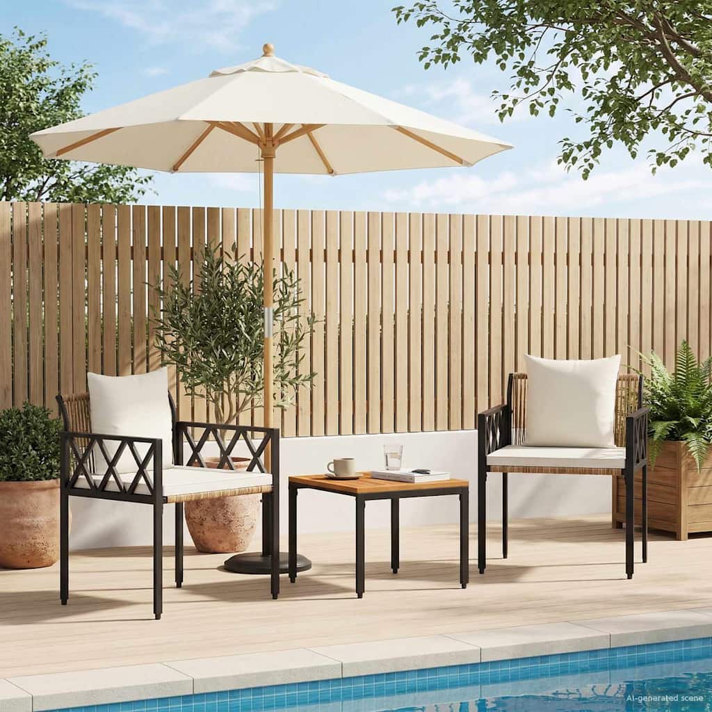 tuinmeubelset 3 pcs Bruin en Crème Wit poly rattan is nu te koop bij PeponiXL, paradijselijk wonen!