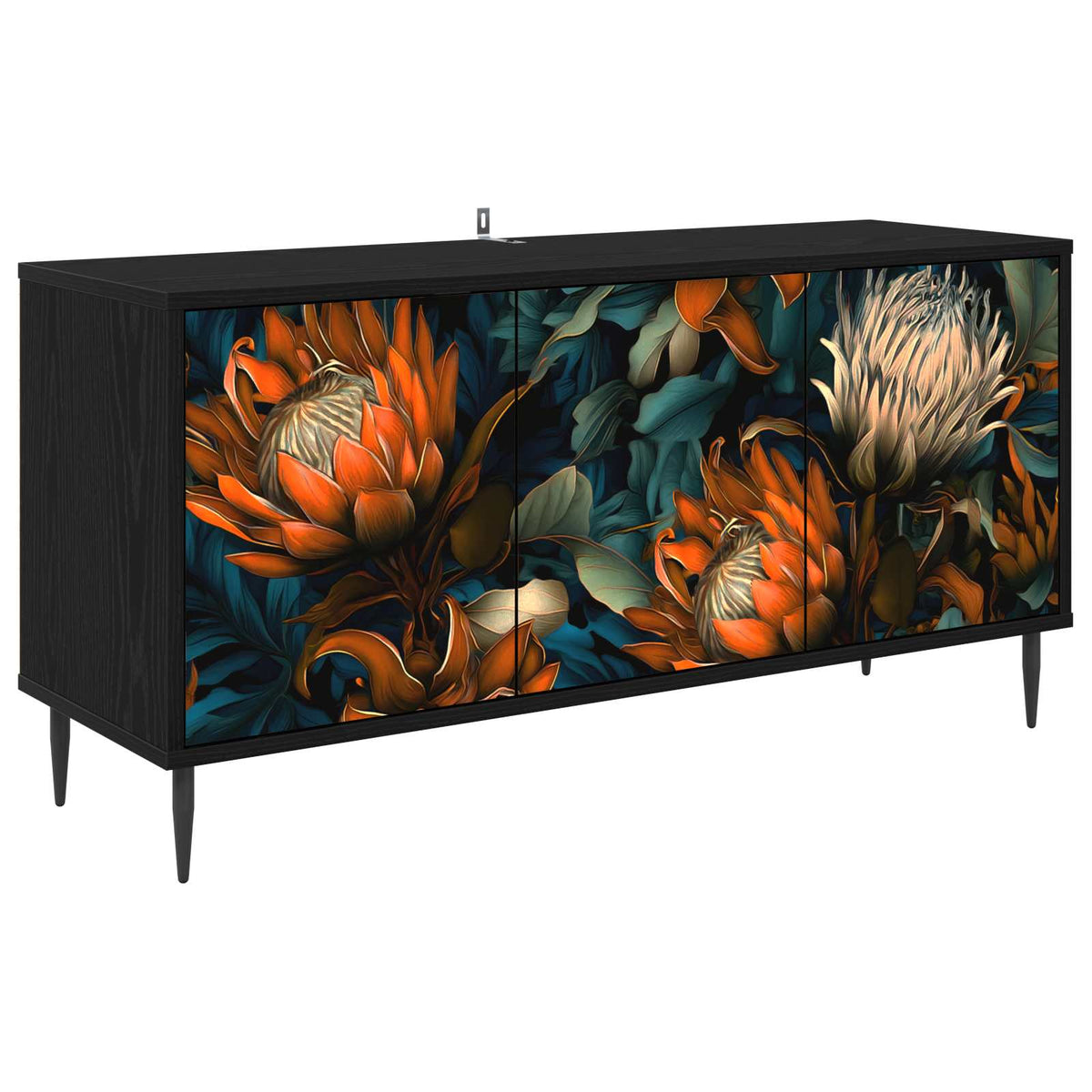 Tv-meubel LOCHEM 102 x 33 x 51 cm Zwart eiken Bewerkt hout is nu te koop bij PeponiXL, paradijselijk wonen!