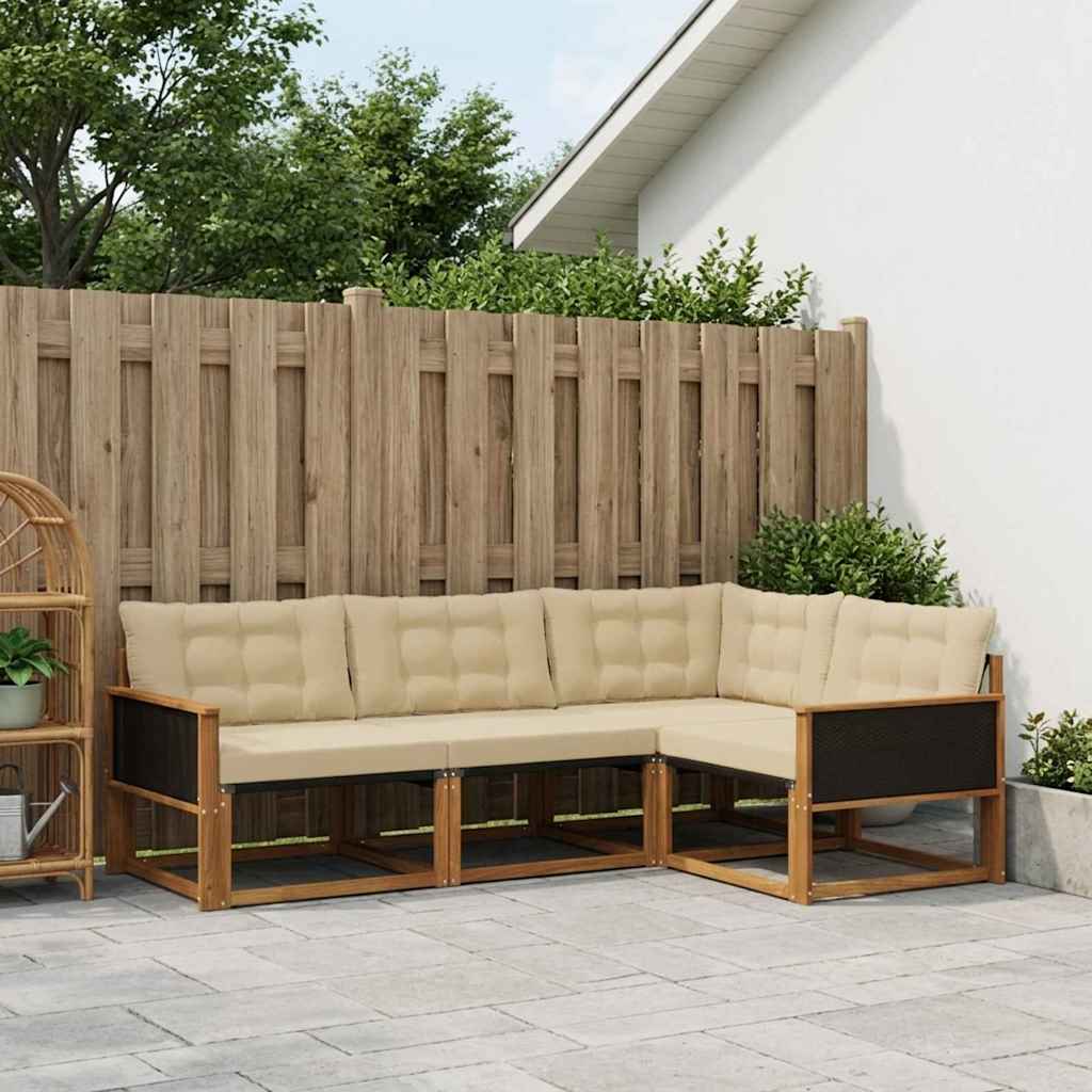 Buiten bankenset met kussen 4 pcs Natuurlijk en Beige is nu te koop bij PeponiXL, paradijselijk wonen!