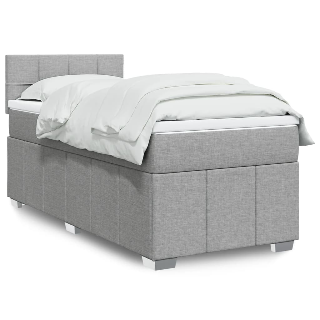 Boxspring met matras stof lichtgrijs 100x200 cm is nu te koop bij PeponiXL, paradijselijk wonen!