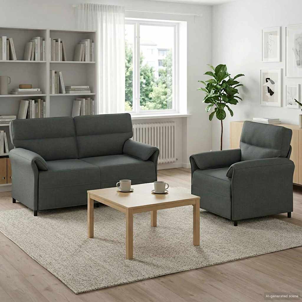Bankstel 2 st Donkergrijs Stof is nu te koop bij PeponiXL, paradijselijk wonen!