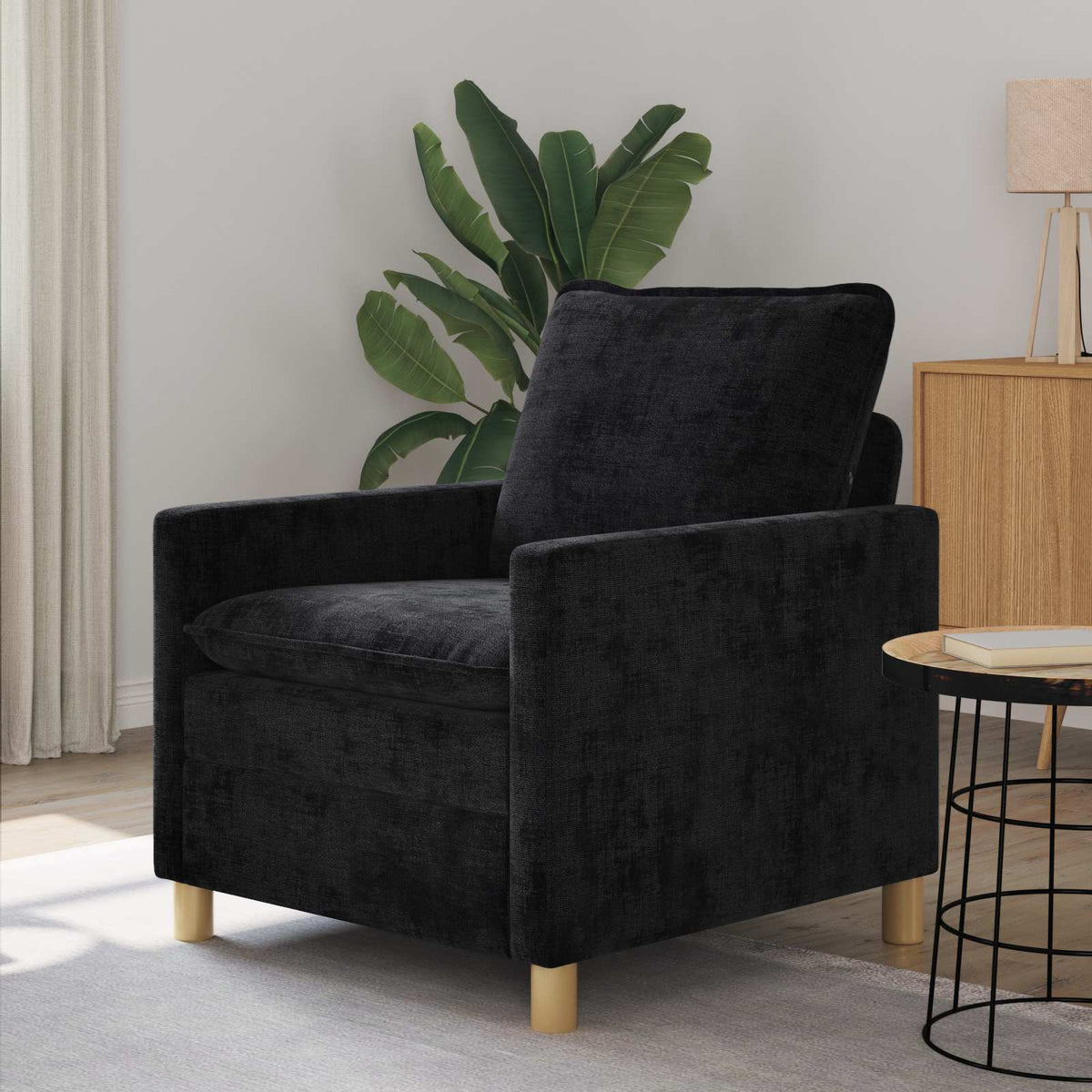 Bank Zwart 76 x 81 x 87,5 cm Polyester is nu te koop bij PeponiXL, paradijselijk wonen!