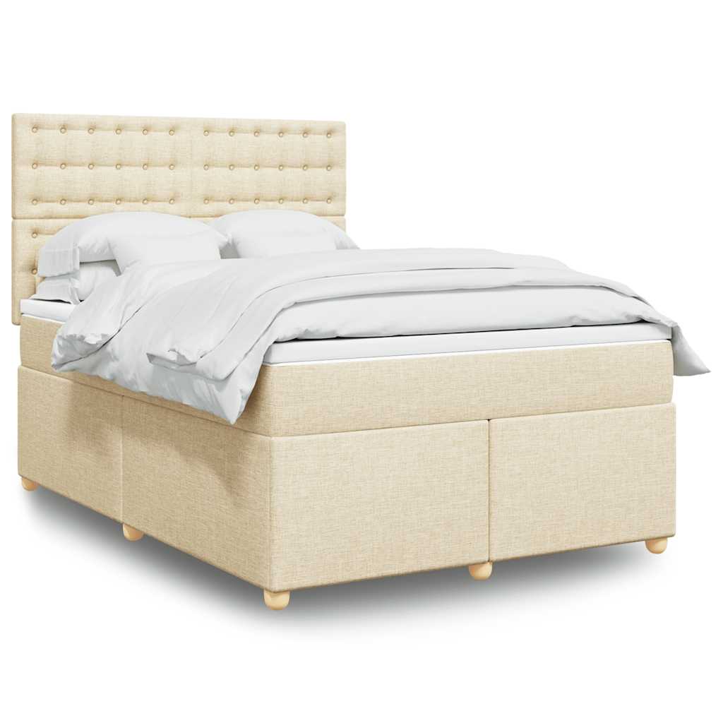 Boxspring met matras stof crèmekleurig 140x190 cm is nu te koop bij PeponiXL, paradijselijk wonen!