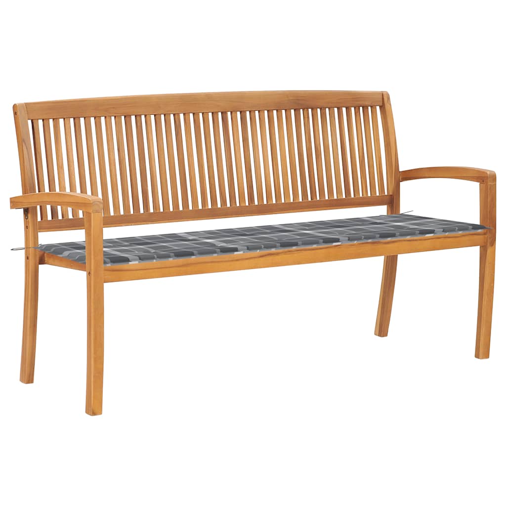 Tuinbank stapelbaar met kussen 159 cm massief teakhout is nu te koop bij PeponiXL, paradijselijk wonen!