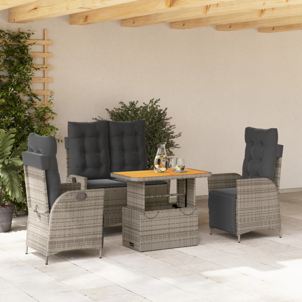 4-delige Tuinset met kussens poly rattan grijs is nu te koop bij PeponiXL, paradijselijk wonen!