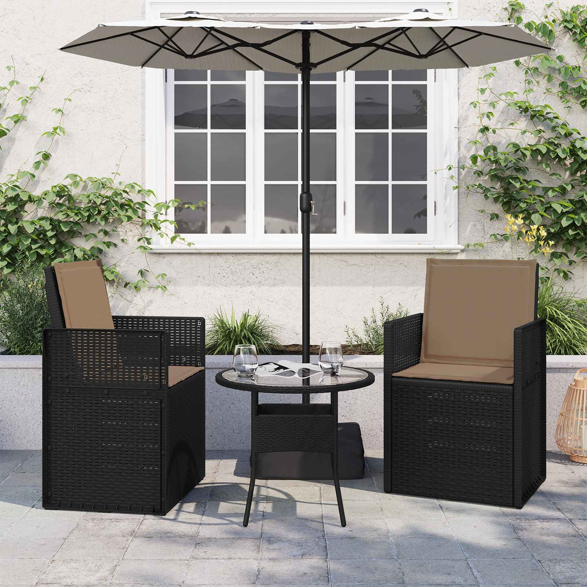 Zit- en Rugkussens 2 pcs Taupe 47 x 45 x 2 cm Polyester is nu te koop bij PeponiXL, paradijselijk wonen!