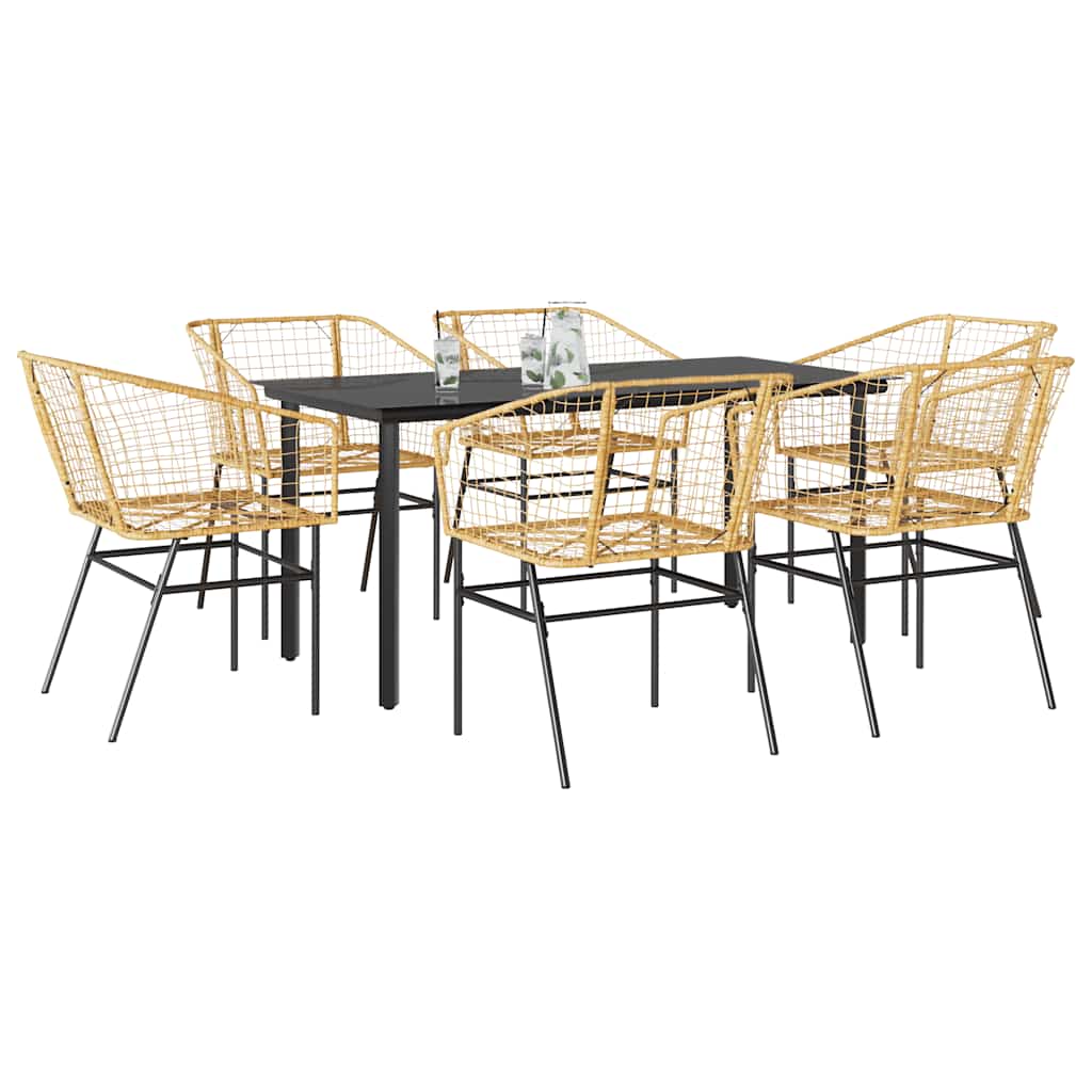 7-delige Tuinset poly rattan glas bruin is nu te koop bij PeponiXL, paradijselijk wonen!