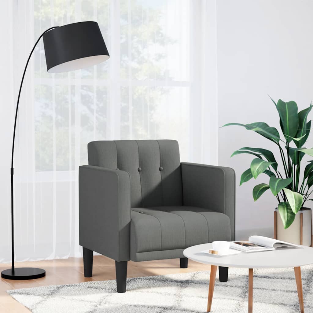 Fauteuil met armleuningen 53 cm stof donkergrijs is nu te koop bij PeponiXL, paradijselijk wonen!