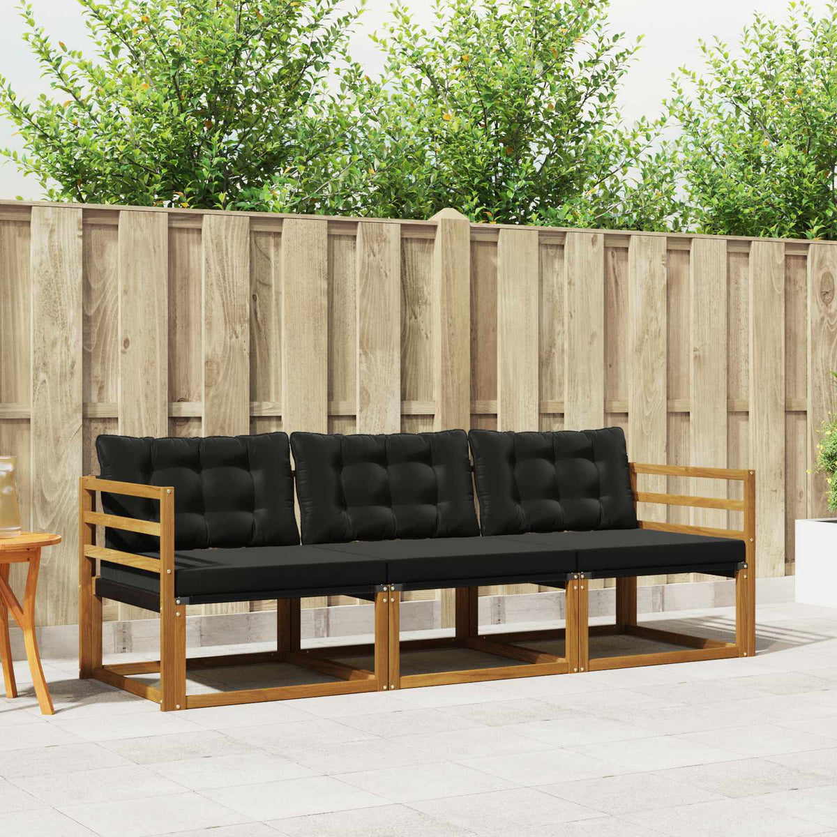 Buiten bankenset met kussen 3 pcs Natuurlijk en Zwart is nu te koop bij PeponiXL, paradijselijk wonen!