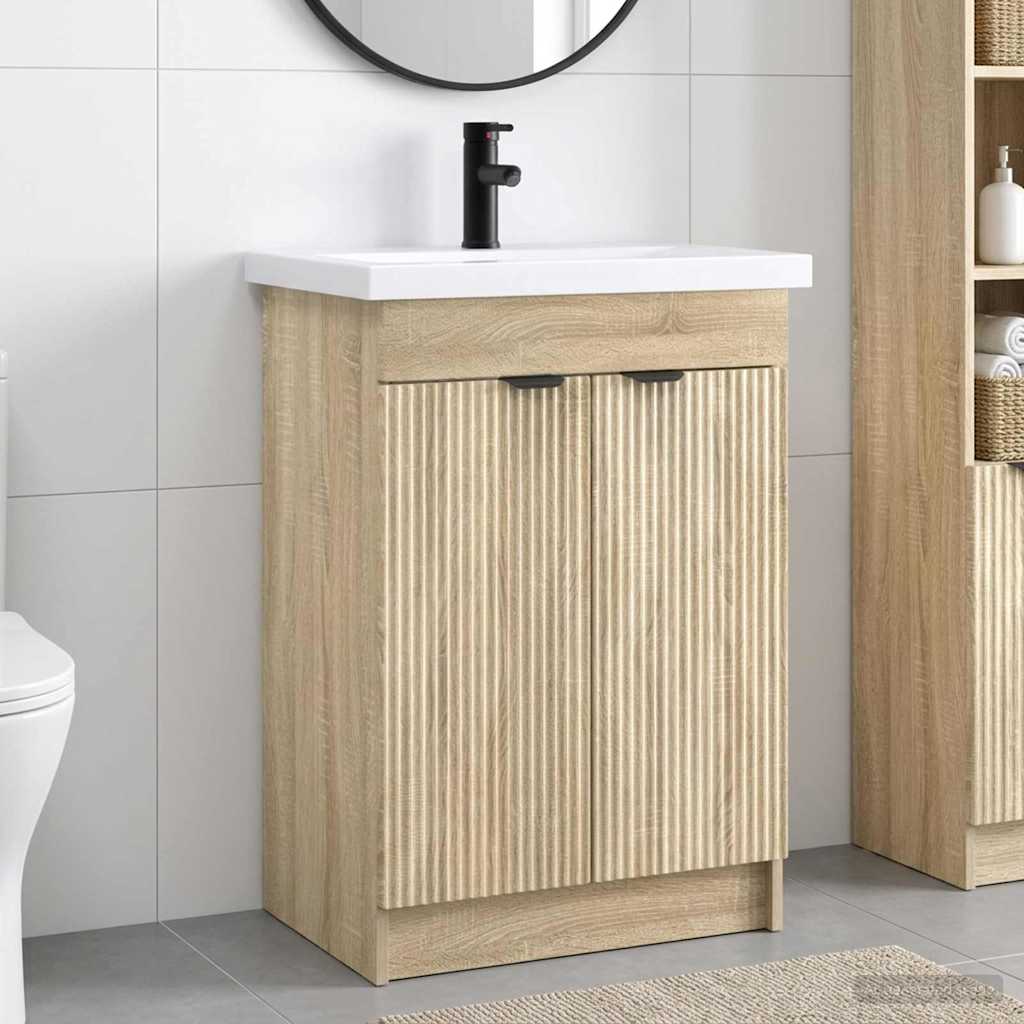 Badkamermeubelset Sonoma Eiken 78,5 x 37,5 x 81 cm Bewerkt hout is nu te koop bij PeponiXL, paradijselijk wonen!
