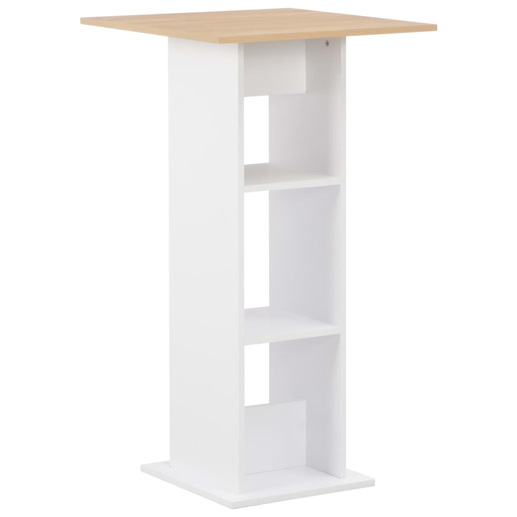 Bartafel 60x60x110 cm wit en sonoma eikenkleurig is nu te koop bij PeponiXL, paradijselijk wonen!
