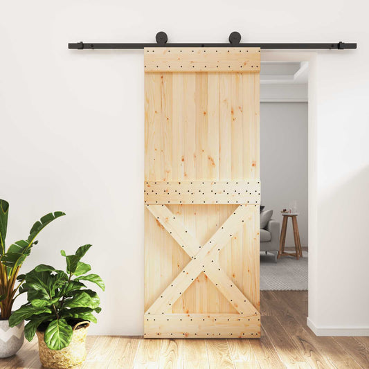 Schuifdeur Naturel en Zwart 85 x 210 cm Massief Grenenhout is nu te koop bij PeponiXL, paradijselijk wonen!