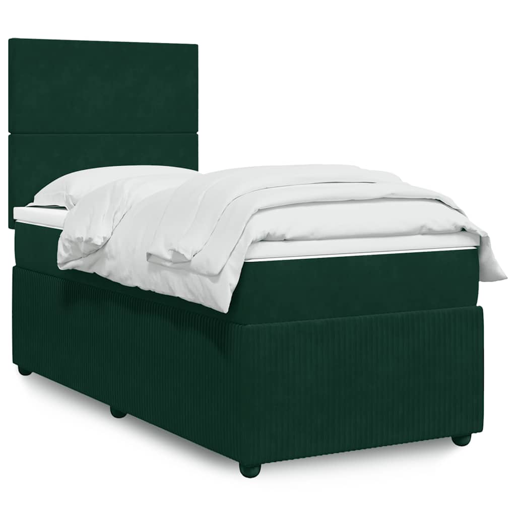 Boxspring met matras fluweel donkergroen 80x200 cm is nu te koop bij PeponiXL, paradijselijk wonen!