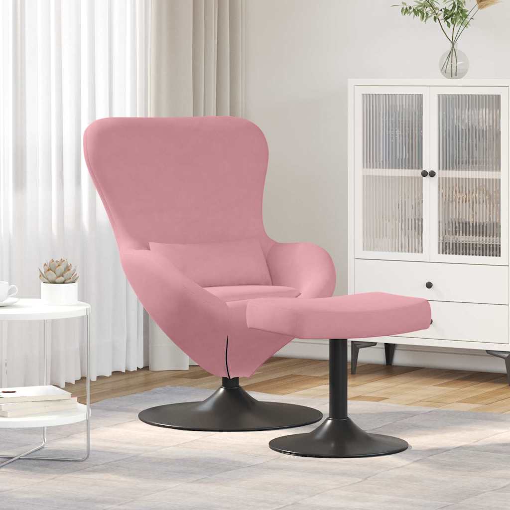Egg Chair met Voetsteun Roze Fluweel is nu te koop bij PeponiXL, paradijselijk wonen!