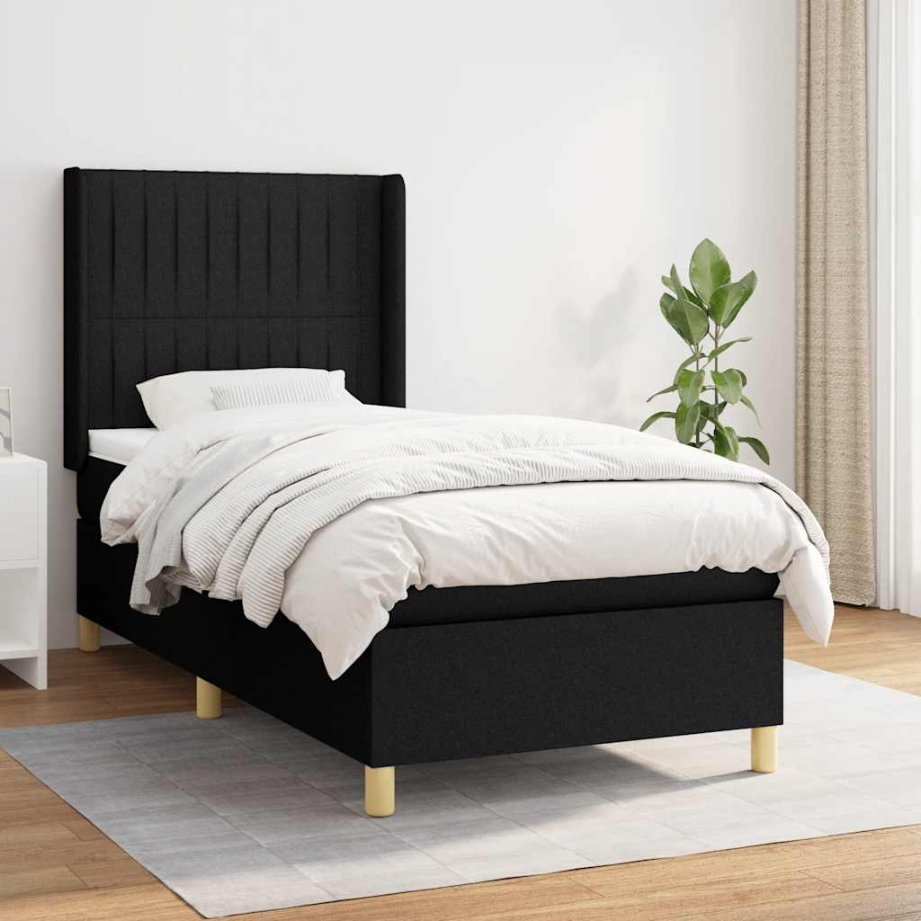 Boxspring met matras stof zwart 100x200 cm is nu te koop bij PeponiXL, paradijselijk wonen!