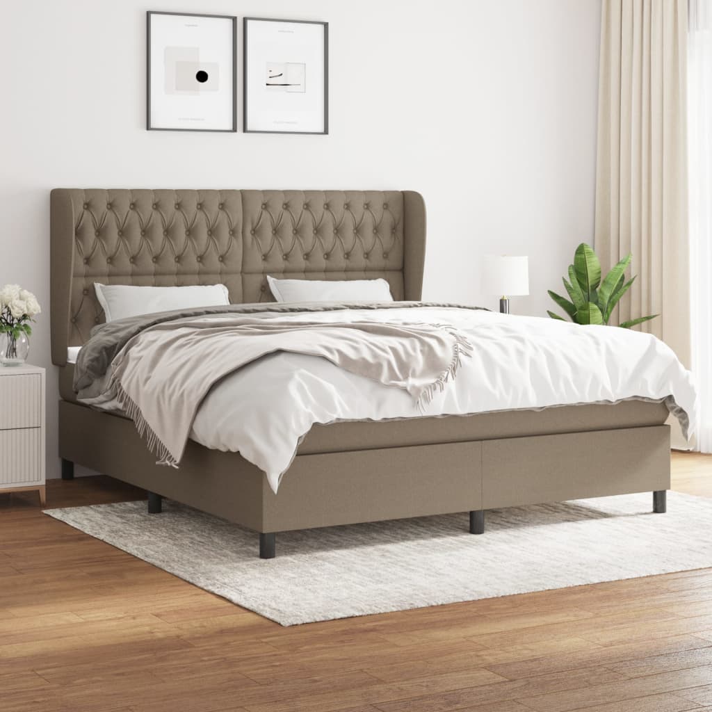 Boxspring met matras stof taupe 180x200 cm is nu te koop bij PeponiXL, paradijselijk wonen!