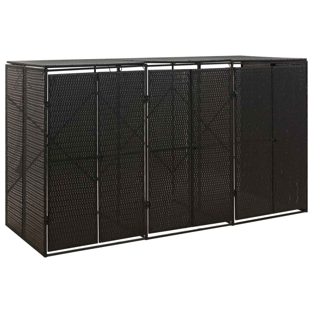 Containerberging driedubbel 207x80x117 cm poly rattan zwart is nu te koop bij PeponiXL, paradijselijk wonen!