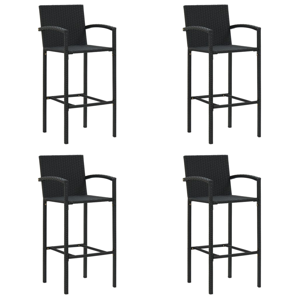 Barkrukken 4 st poly rattan zwart is nu te koop bij PeponiXL, paradijselijk wonen!