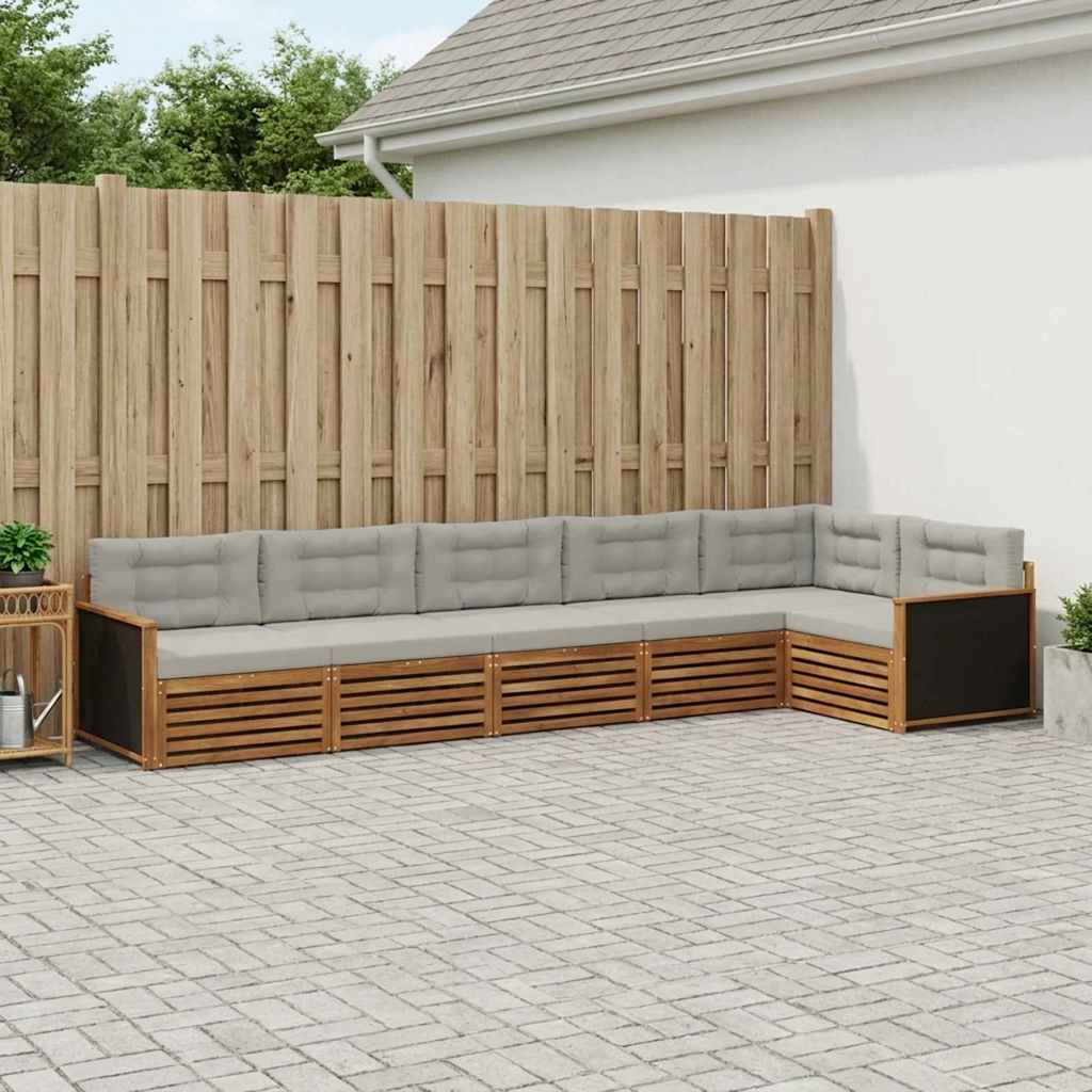 Buiten bankenset 6 pcs Naturel en lichtgrijs is nu te koop bij PeponiXL, paradijselijk wonen!