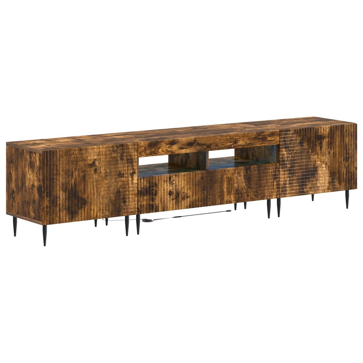 3-delige LED TV-kast Gerookt eiken Bewerkt hout is nu te koop bij PeponiXL, paradijselijk wonen!