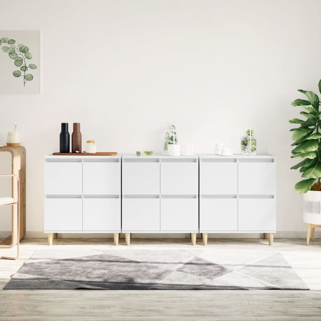 Dressoirs 3 st 60x35x70 cm bewerkt hout wit is nu te koop bij PeponiXL, paradijselijk wonen!