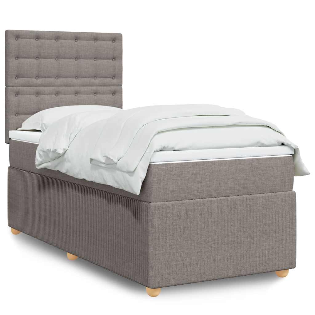 Boxspring met matras stof taupe 90x190 cm is nu te koop bij PeponiXL, paradijselijk wonen!