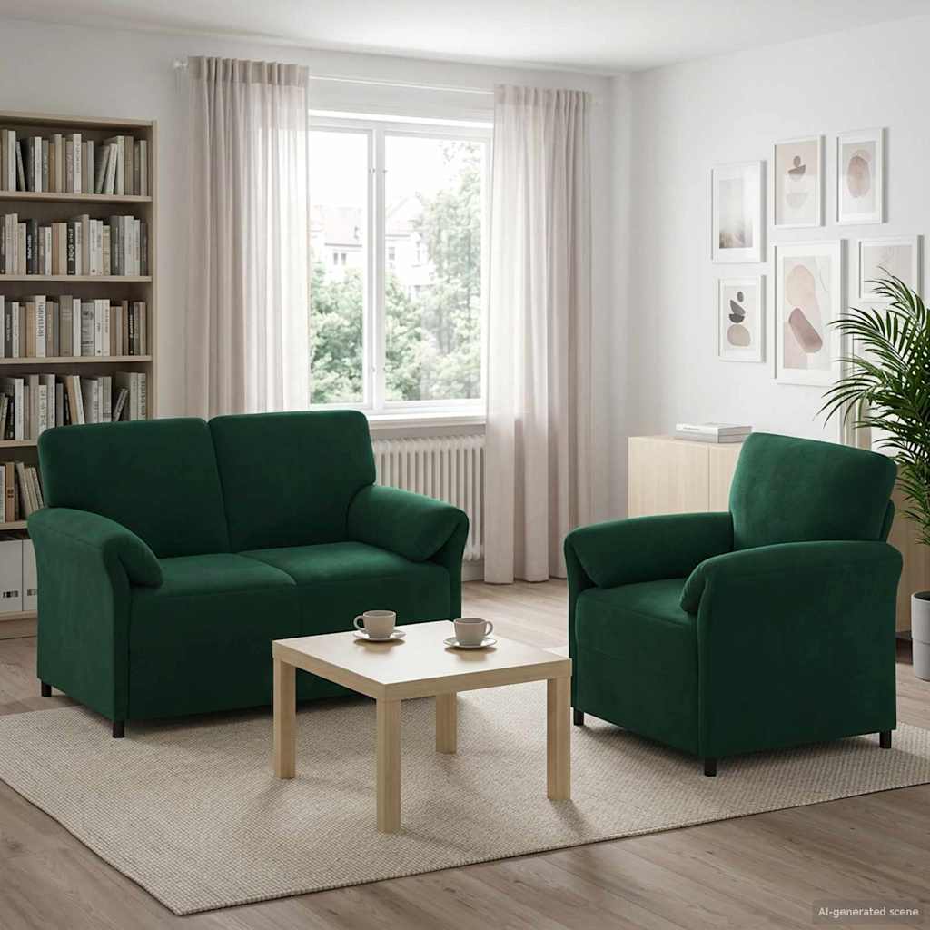 Bankstel 2 st Donkergroen Fluweel is nu te koop bij PeponiXL, paradijselijk wonen!