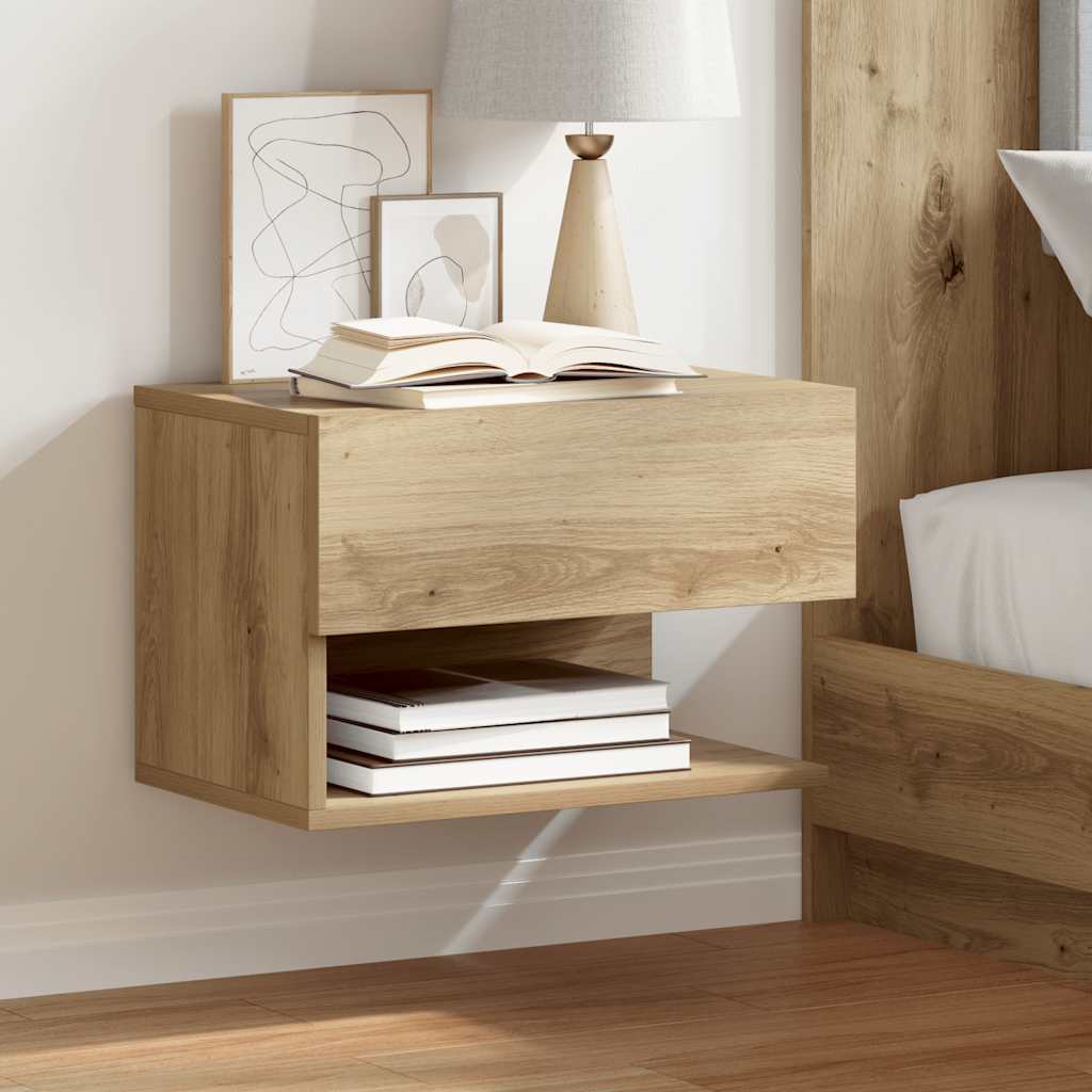 Nachtkastjes 2 st wandgemonteerd artisanaal eikenkleur is nu te koop bij PeponiXL, paradijselijk wonen!