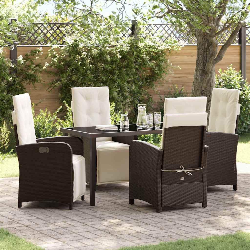 Tuin eettafelset met kussen 5 pcs Bruin poly rattan is nu te koop bij PeponiXL, paradijselijk wonen!