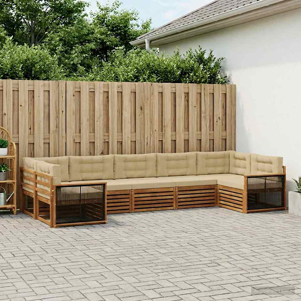 Buiten bankenset met kussen 7 pcs Natuurlijk en Beige is nu te koop bij PeponiXL, paradijselijk wonen!
