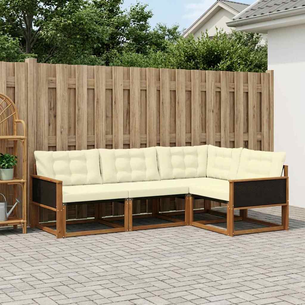 Buiten bankenset met kussen 4 pcs Natuurlijk en Crème is nu te koop bij PeponiXL, paradijselijk wonen!
