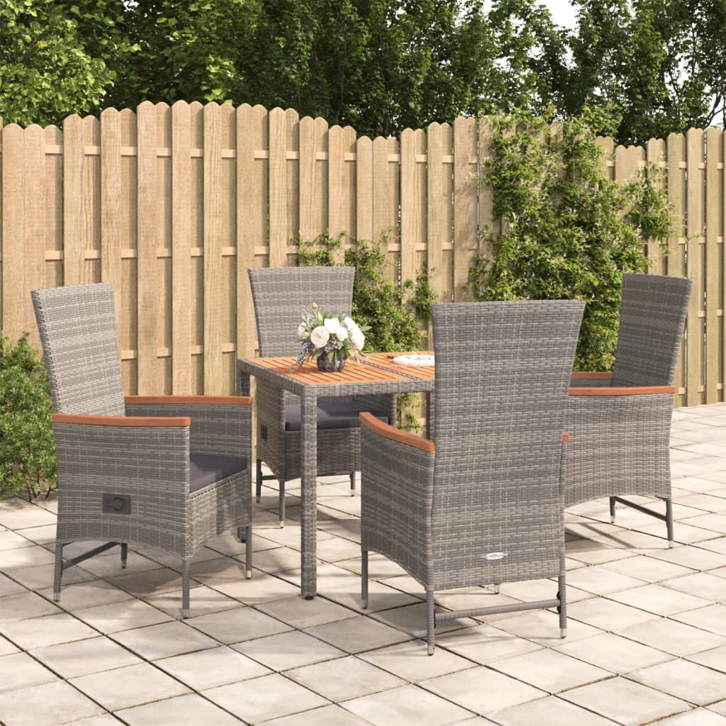 5-delige Tuinset met kussens poly rattan grijs is nu te koop bij PeponiXL, paradijselijk wonen!
