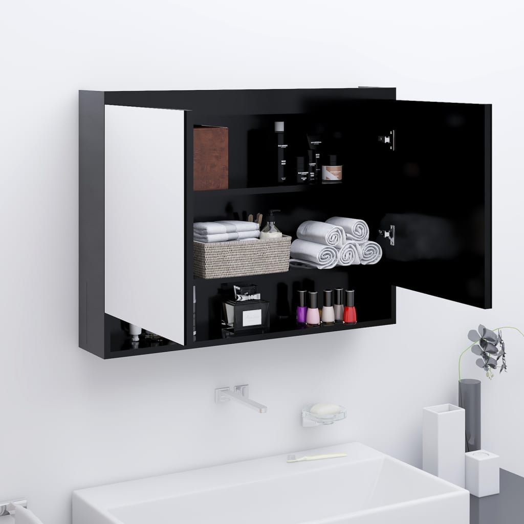 Badkamerkast met spiegel 80x15x60 cm MDF antracietkleurig is nu te koop bij PeponiXL, paradijselijk wonen!