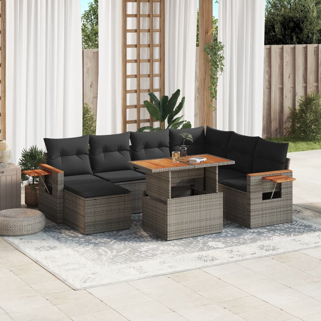 8-delige Loungeset met kussens poly rattan grijs is nu te koop bij PeponiXL, paradijselijk wonen!