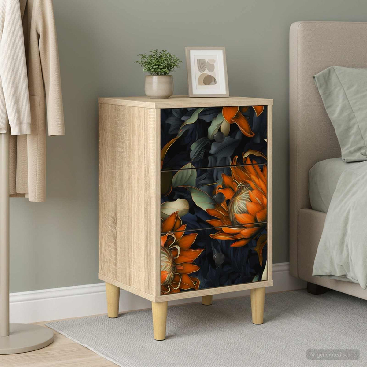 Nachtkastje LOCHEM Sonoma Eiken 36 x 33 x 60 cm Bewerkt hout is nu te koop bij PeponiXL, paradijselijk wonen!