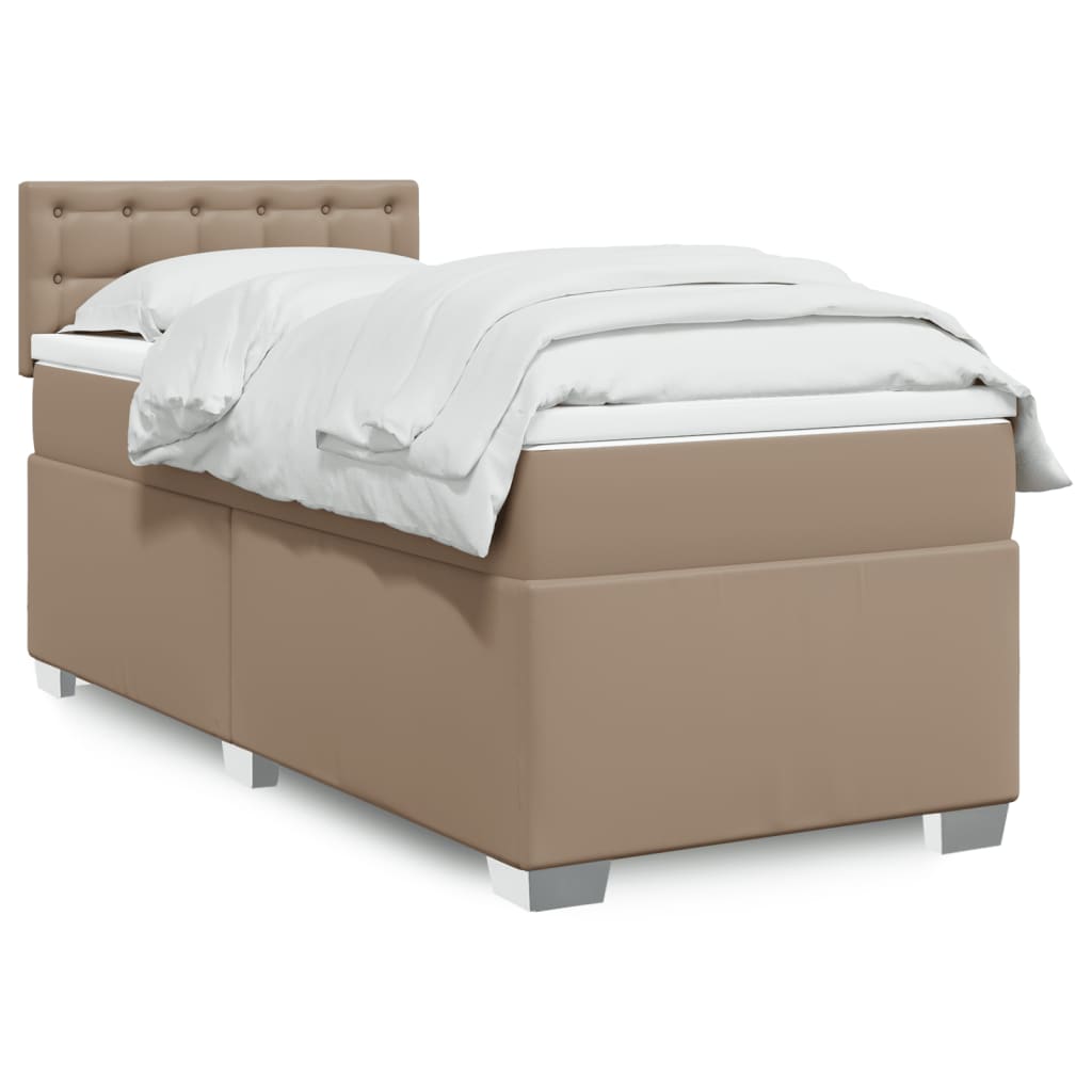 Boxspring met matras kunstleer cappuccinokleurig 90x190 cm is nu te koop bij PeponiXL, paradijselijk wonen!
