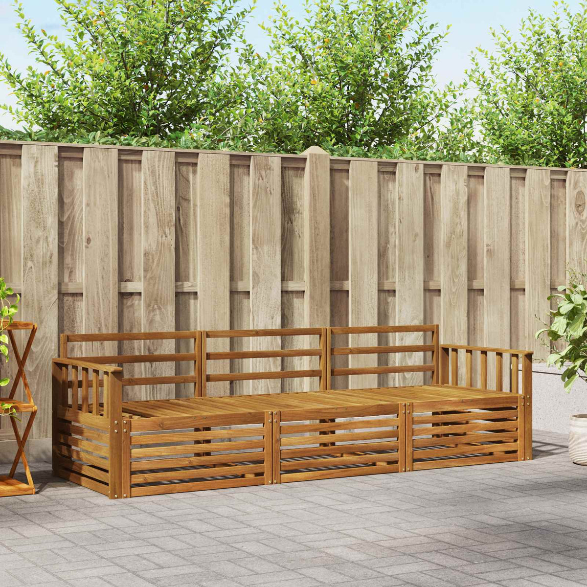 Buiten bankenset 3 pcs Naturel Massief Acaciahout is nu te koop bij PeponiXL, paradijselijk wonen!