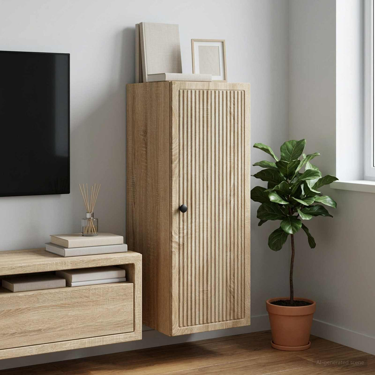 Wandkast Sonoma Eiken 33 x 34,5 x 90 cm Bewerkt hout is nu te koop bij PeponiXL, paradijselijk wonen!