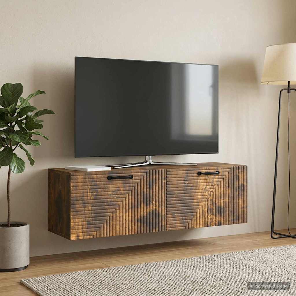 Wandbeugel TV-kast Gerookt eiken 98 x 31 x 30 cm Bewerkt hout is nu te koop bij PeponiXL, paradijselijk wonen!