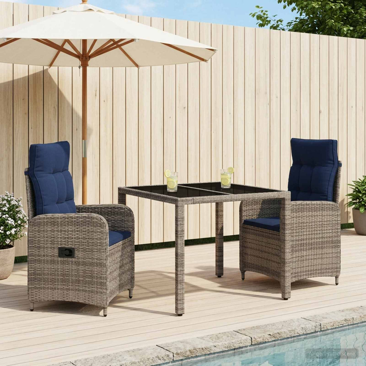 Buiten eettafelset 3 pcs poly rattan is nu te koop bij PeponiXL, paradijselijk wonen!