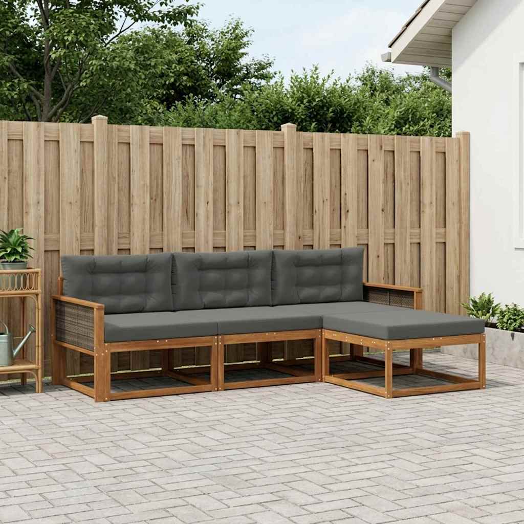 Buiten bankenset met kussen 4 pcs Natuurlijk en Antraciet is nu te koop bij PeponiXL, paradijselijk wonen!