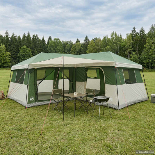 Familietent met regenhuif, waterafstotend 14-persoons Groen is nu te koop bij PeponiXL, paradijselijk wonen!