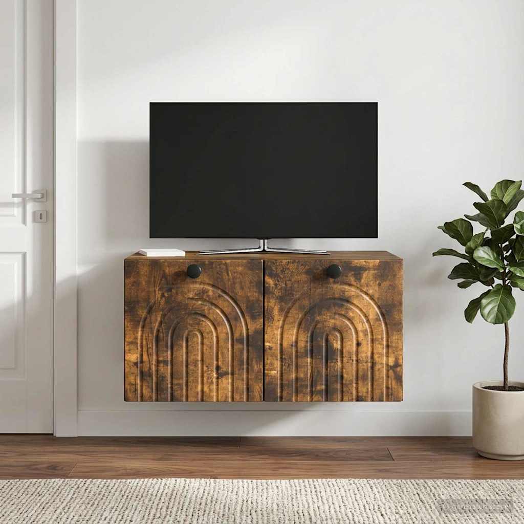 Wandbeugel TV-kast Gerookt eiken 59,5 x 41 x 30 cm Bewerkt hout is nu te koop bij PeponiXL, paradijselijk wonen!
